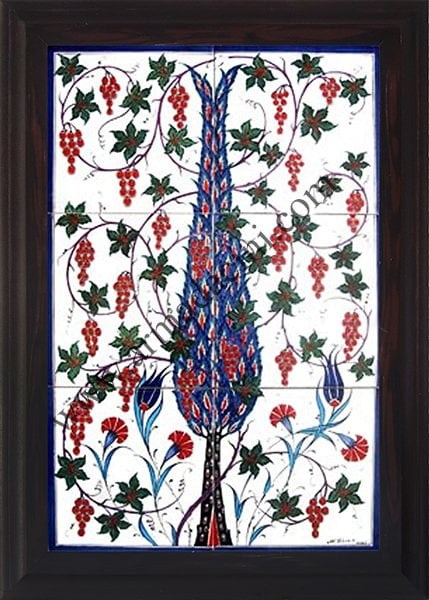 40x60 Cm ED 519 Tek selvi Eldekoru Çini Pano