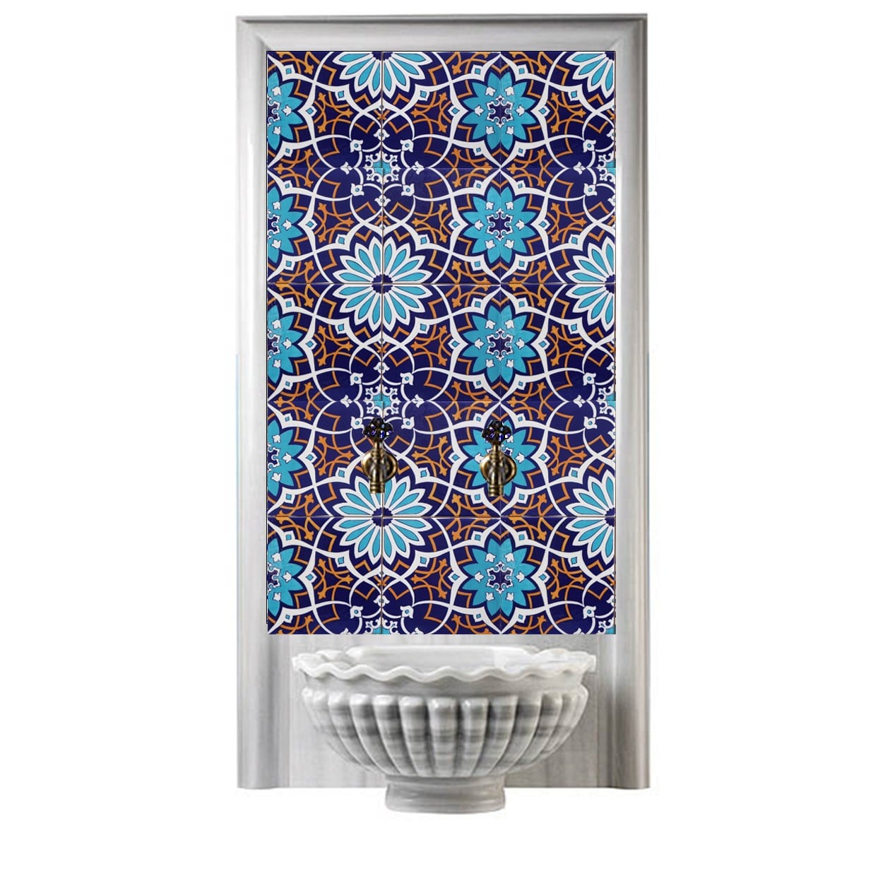 60x100 Cm SP 202 İznik Desen Çini Türk Hamamı Pano
