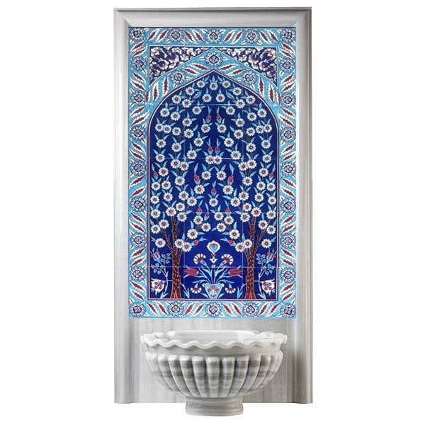 60x100 Kobalt hayat ağacı Türk Hamamı Çini Seramik Pano