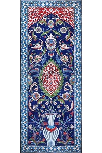 80x200 Cm ED 643 Zeminli Saksı Desenli El dekoru Çini Pano