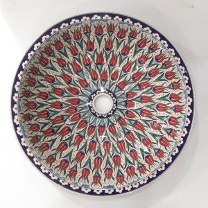 Lalezar Desenli El Yapımı Tezgah Üstü Çini Lavabo
