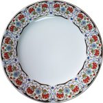 PRT 111 25 cm Siyah  Altın yaldızlı  karanfil desenli  porselen Kaligrafi çini tabak