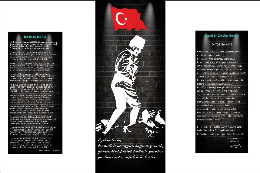 Siyah Atatürk Köşesi Digital Seramik Baskı Pano Çalışması