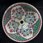 rmada Çini Yeşil Karanfil Desenli El Yapımı Tezgah Üstü Çini Lavabo
